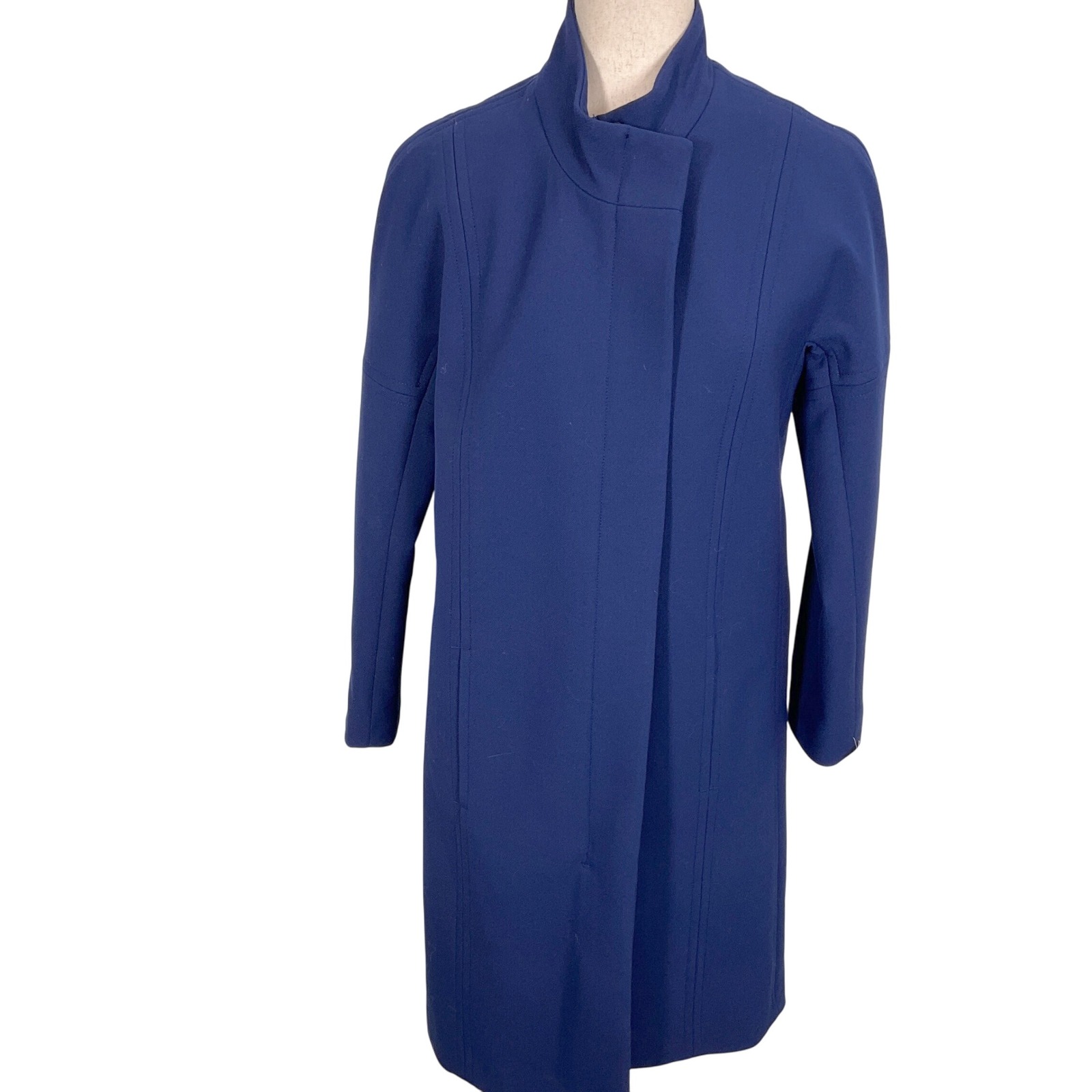 Twinhill Airline Coat Womens 6 Cobalt Blue Asymmetric Heavy Wool Deadstock